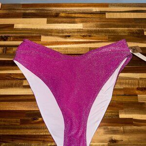 Shimmer High-Waist Cheeky Bikini Bottom (VS/PINK)